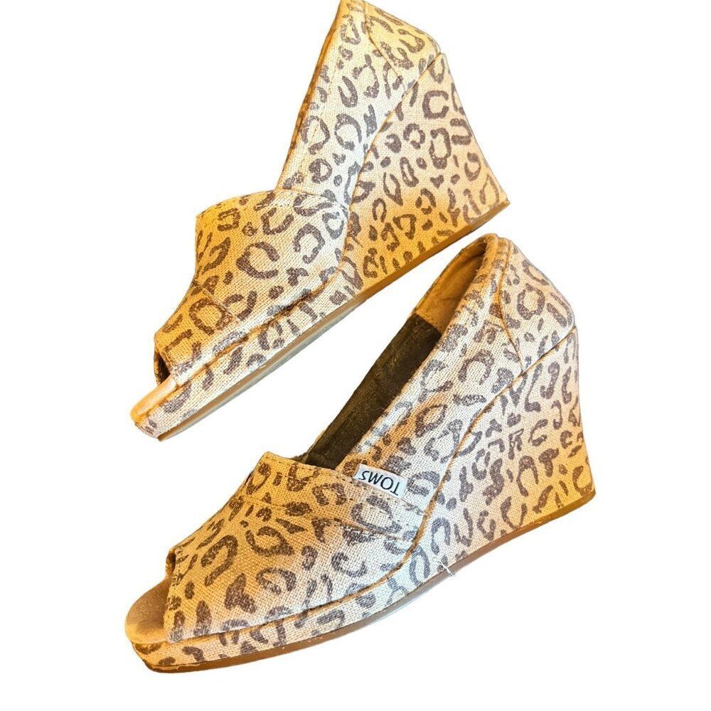 Tom's Leopard Print Wedges Women's Size 7